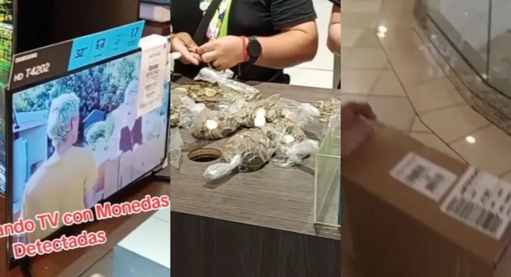 VIDEO| Hombre compra televisor con monedas encontradas y se vuelve viral en TikTok 1 Hombre compra televisor con monedas encontradas y se vuelve viral en TikTok