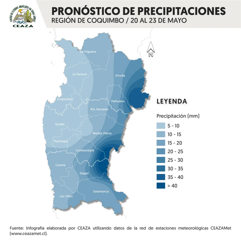 CEAZA actualiza pronostico de precipitaciones para las regiones de Coquimbo y Atacama